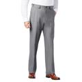 Men's Big & Tall Relaxed Fit Wrinkle-Free Expandable Waist Plain Front Pants by KingSize in Grey (Size 42 40)