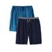 Men's Big & Tall Hanes® 2-Pack Jersey Shorts by Hanes in Bright Navy Plaid (Size 5XL)