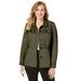 Plus Size Women's Peplum Denim Jacket by Jessica London in Dark Olive Green (Size 14 W) Feminine Jean Jacket