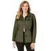 Plus Size Women's Peplum Denim Jacket by Jessica London in Dark Olive Green (Size 32 W) Feminine Jean Jacket