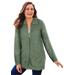 Plus Size Women's Marled Zip-Front Cable Knit Cardigan by Woman Within in Pine Sage Marled (Size 6X) Sweater