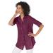 Plus Size Women's Pintucked Button Down Gauze Shirt by Woman Within in Deep Claret (Size 4X)