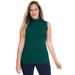 Plus Size Women's Fine Gauge Mockneck Sweater by Jessica London in Emerald Green (Size 18/20) Sleeveless Mock Turtleneck