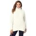 Plus Size Women's Cable Turtleneck Sweater by Jessica London in Ivory (Size 22/24)