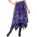 Plus Size Women's Handkerchief Hem Skirt by Roaman's in Violet Floral Scarf (Size 30 T)