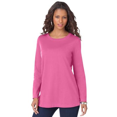 Plus Size Women's Long-Sleeve Crewneck Ultimate Tee by Roaman's in Vintage Rose (Size 3X) Shirt