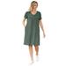 Plus Size Women's Perfect Short-Sleeve V-Neck Tee Dress by Woman Within in Pine (Size M)