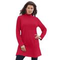 Plus Size Women's Mockneck Ultimate Tunic by Roaman's in Classic Red (Size 3X) 100% Cotton Mock Turtleneck