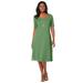 Plus Size Women's Stretch Cotton Square Neck Midi Dress by Jessica London in Olive Drab (Size 30/32)