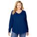 Plus Size Women's Washed Thermal V-Neck Tee by Woman Within in Evening Blue (Size 22/24) Shirt