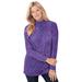 Plus Size Women's Perfect Printed Long-Sleeve Mockneck Tee by Woman Within in Petal Purple Floral Paisley (Size 1X) Shirt