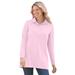 Plus Size Women's Long-Sleeve Polo Shirt by Woman Within in Pink (Size 3X)