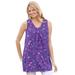Plus Size Women's Perfect Printed Sleeveless Shirred V-Neck Tunic by Woman Within in Petal Purple Pretty Floral (Size 26/28)