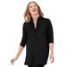 Plus Size Women's French Terry Quarter-Zip Sweatshirt by Woman Within in Black Marled (Size 30/32)