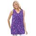 Plus Size Women's Perfect Printed Sleeveless Shirred V-Neck Tunic by Woman Within in Petal Purple Pretty Floral (Size 22/24)