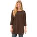 Plus Size Women's Perfect Three-Quarter-Sleeve Scoopneck Tunic by Woman Within in Chocolate (Size 6X)