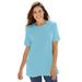 Plus Size Women's Perfect Short-Sleeve Crewneck Tee by Woman Within in Seamist Blue (Size 1X) Shirt