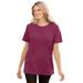 Plus Size Women's Thermal Short-Sleeve Satin-Trim Tee by Woman Within in Deep Claret (Size M) Shirt
