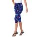 Plus Size Women's Stretch Cotton Printed Capri Legging by Woman Within in Navy Multi Florals (Size 6X)