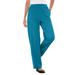 Plus Size Women's 7-Day Knit Ribbed Straight Leg Pant by Woman Within in Deep Teal (Size S)