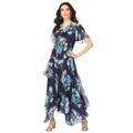 Plus Size Women's Floral Sequin Dress by Roaman's in Navy Embellished Print (Size 14 W)