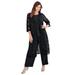 Plus Size Women's Three-Piece Lace Duster & Pant Suit by Roaman's in Black (Size 28 W)