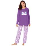 Plus Size Women's Long Sleeve Knit PJ Set by Dreams & Co. in Pretty Violet Snowman (Size 30/32) Pajamas