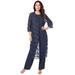 Plus Size Women's Three-Piece Lace Duster & Pant Suit by Roaman's in Navy (Size 38 W)