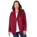 Plus Size Women's Faux Leather Moto Jacket by Catherines in Rich Burgundy (Size 4X)