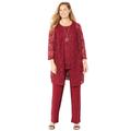 Plus Size Women's Luxe Lace 3-Piece Pant Set by Catherines in Wine (Size 26 W)