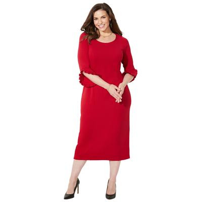 Plus Size Women's Ruffle Sleeve Shift Dress by Catherines in Classic Red (Size 3X)