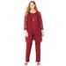Plus Size Women's Luxe Lace 3-Piece Pant Set by Catherines in Wine (Size 24 W)