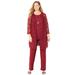 Plus Size Women's Luxe Lace 3-Piece Pant Set by Catherines in Wine (Size 30 W)