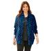 Plus Size Women's Sueded Buttonfront Shirt by Catherines in Dark Sapphire Feather Skin (Size 0XWP)