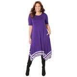 Plus Size Women's Stoneywood Stripe A-Line Dress (With Pockets) by Catherines in Deep Grape Stripe (Size 2XWP)