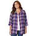Plus Size Women's Buttonfront Plaid Tunic by Catherines in Dark Sapphire Plaid (Size 4X)
