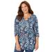 Plus Size Women's Seasonless Swing Tunic by Catherines in Navy Paisley (Size 3X)