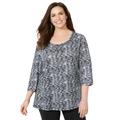 Plus Size Women's Active Slub Scoopneck Tee by Catherines in Black Space Dye (Size 2X)