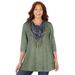 Plus Size Women's Impossibly Soft Tunic & Scarf Duet by Catherines in Sage (Size 0X)
