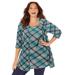 Plus Size Women's Impossibly Soft Cardigan & Tank Duet by Catherines in Waterfall Plaid (Size 0X)
