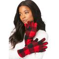 Women's Fleece Gloves by Accessories For All in Classic Red Buffalo Plaid