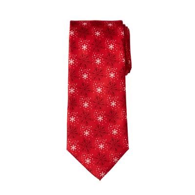 Men's Big & Tall Extra Long Novelty Holiday Tie by KS Signature in Burgundy Snowflake Necktie