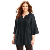 Plus Size Women's GEORGETTE PINTUCK BLOUSE by Catherines in Black (Size 0X)