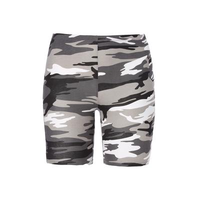 Plus Size Women's Stretch Knit Bike Shorts by ellos in Black White Camouflage (Size 18/20)
