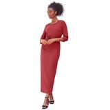 Plus Size Women's 3/4 Sleeve Knit Maxi Dress by ellos in Chili Red (Size 2X)