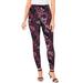 Plus Size Women's Ankle-Length Essential Stretch Legging by Roaman's in Dark Berry Rose Paisley (Size M) Activewear Workout Yoga Pants