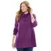Plus Size Women's Button-Neck Waffle Knit Sweater by Woman Within in Plum Purple (Size 1X) Pullover