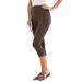 Plus Size Women's Essential Stretch Capri Legging by Roaman's in Chocolate (Size 18/20)