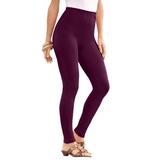 Plus Size Women's Ankle-Length Essential Stretch Legging by Roaman's in Dark Berry (Size M) Activewear Workout Yoga Pants