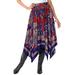 Plus Size Women's Handkerchief Hem Skirt by Roaman's in American Floral Scarf (Size 36 WP)